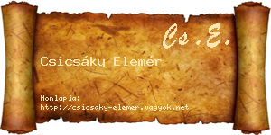Csicsáky Elemér névjegykártya